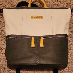 KELLY MOORE womansTwo-Tone Backpack - Black and Cream